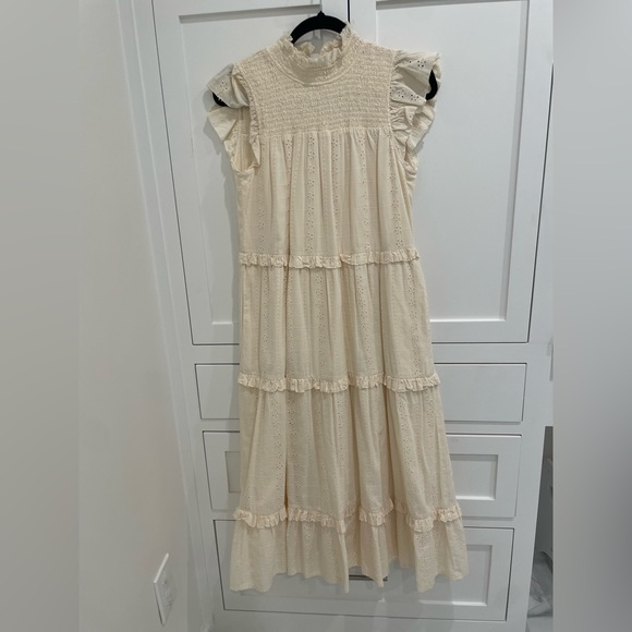 Cleobella Linda Midi Eyelet Smocked Dress in Cream S, EUC - Picture 7 of 9